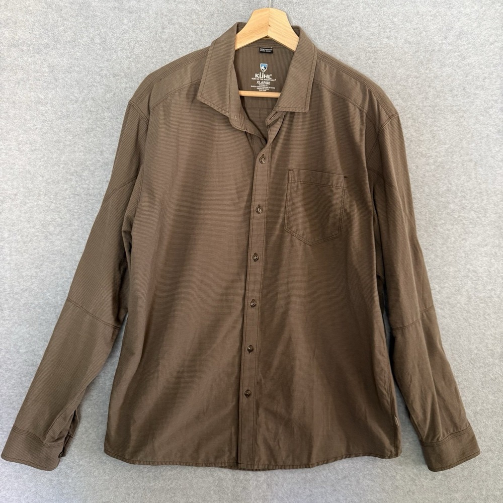 Kuhl Men's Brown Size XL Stoke Tapered Fit 5 Panel Button Up Long Sleeve Shirt